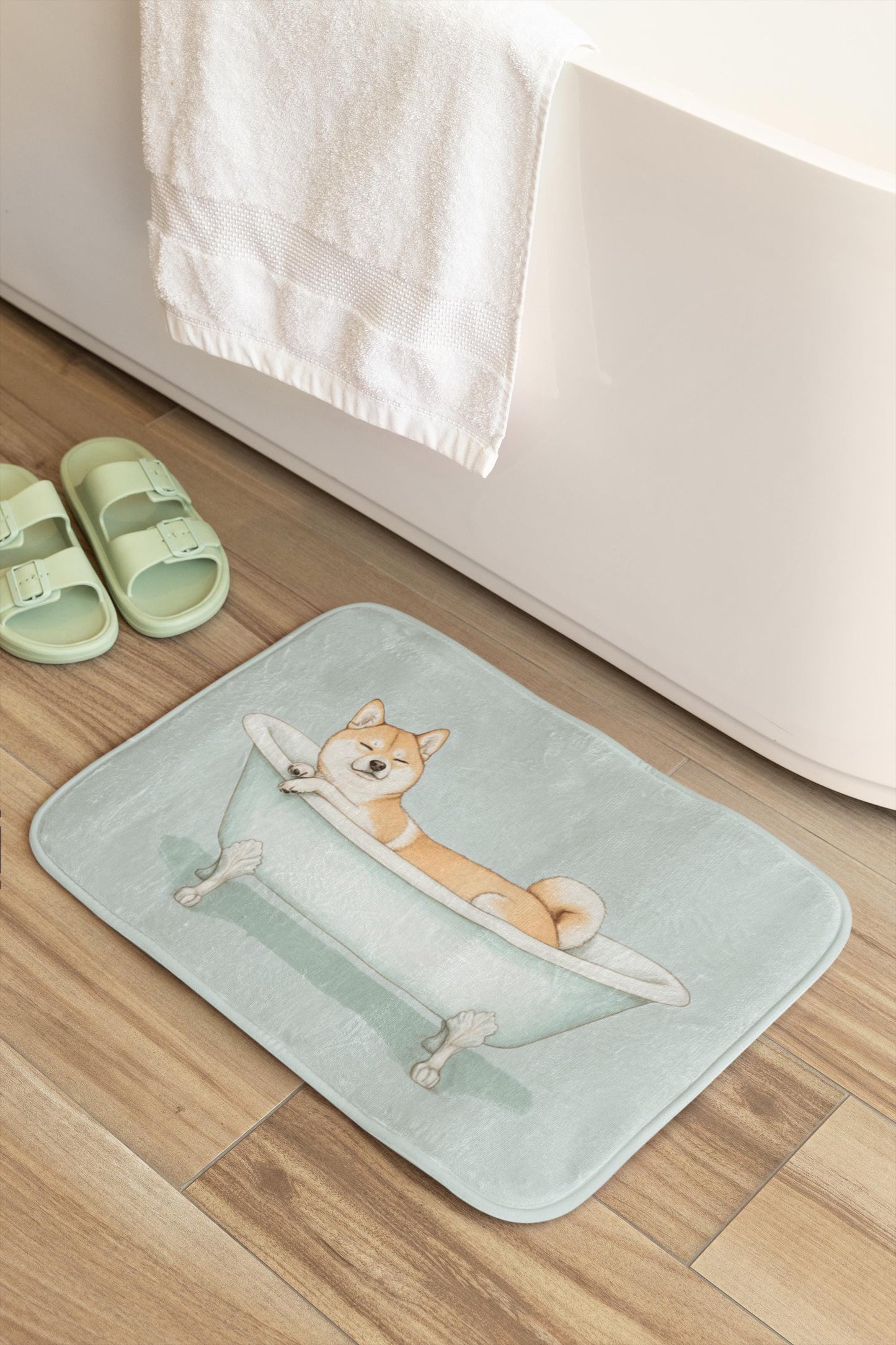 Shiba Inu Bath Mat – Cute Dog Bathroom Rug for Pet Lovers