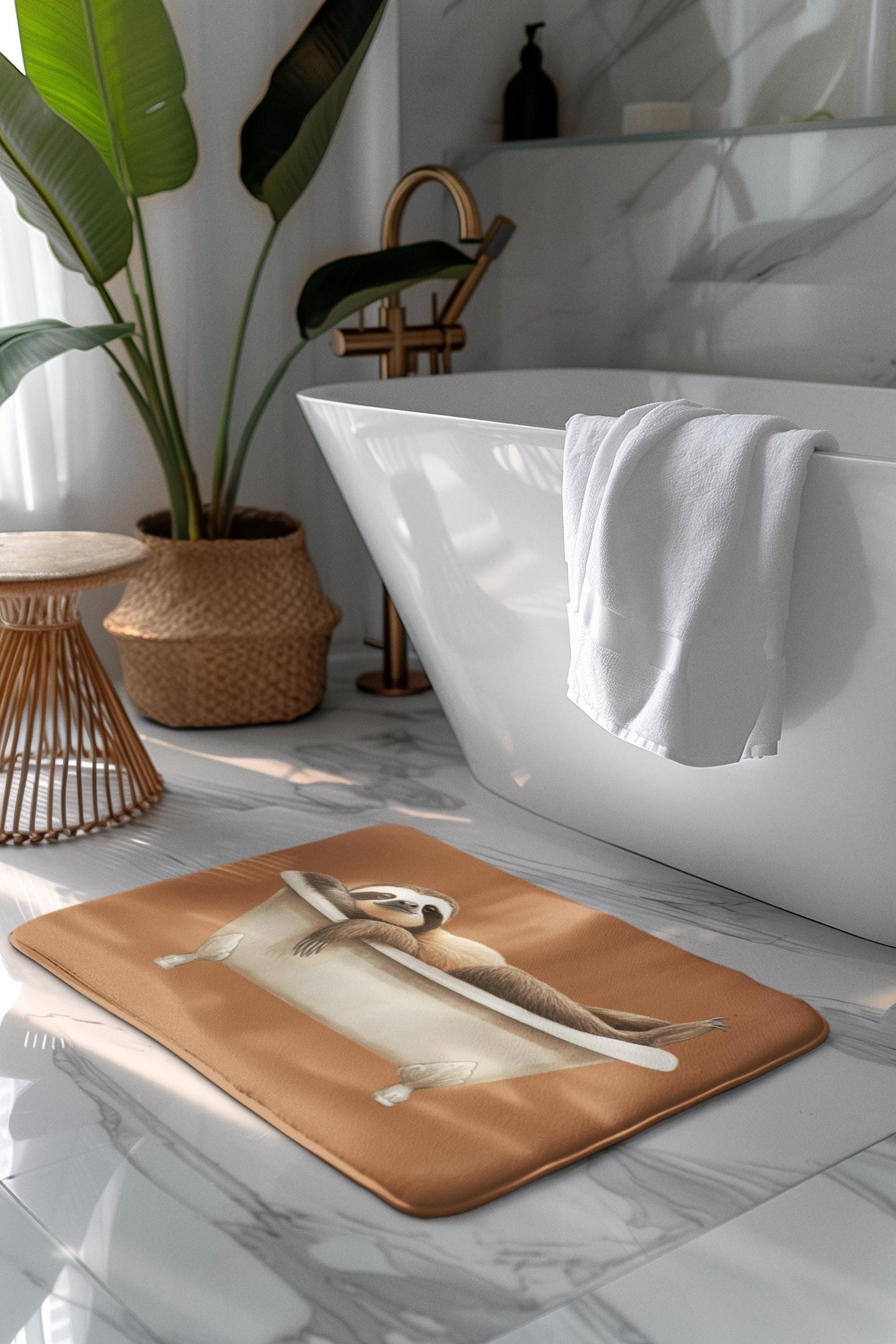 Sloth Bath Mat – Cozy Animal Bathroom Rug for Relaxed Home Decor