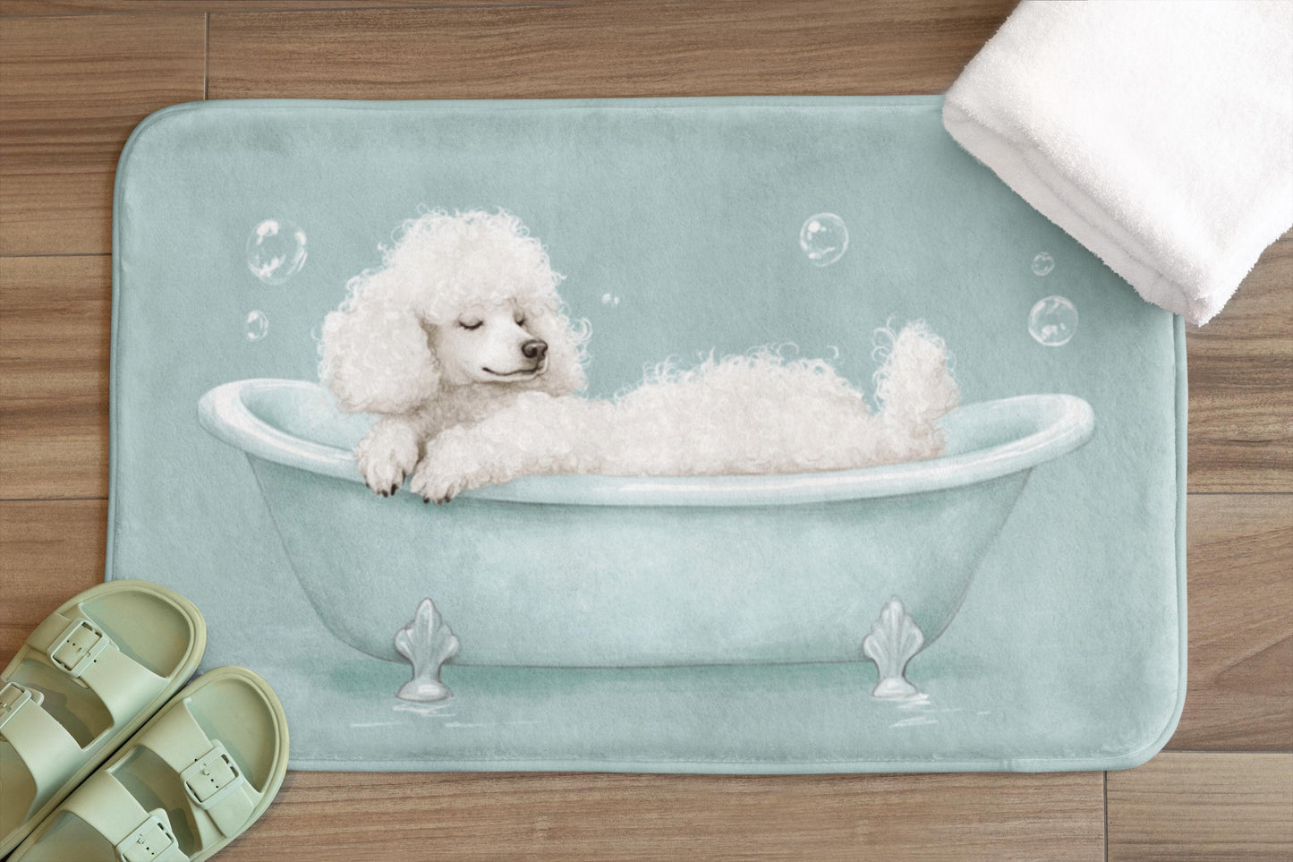 Poodle Bath Mat – Cute Dog Bathroom Rug, Pet Lover Gift