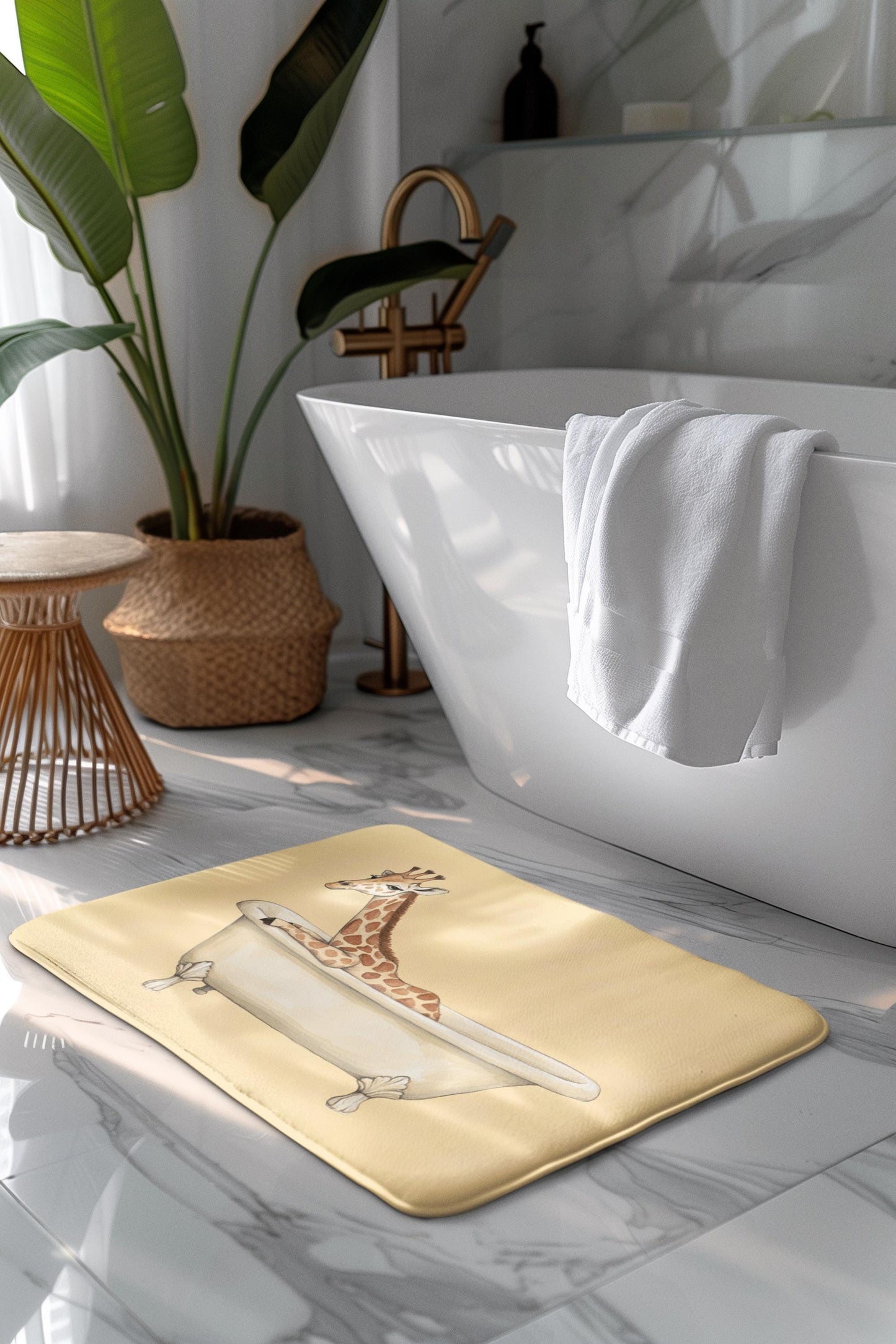 Giraffe Bath Mat – Safari Animal Bathroom Rug