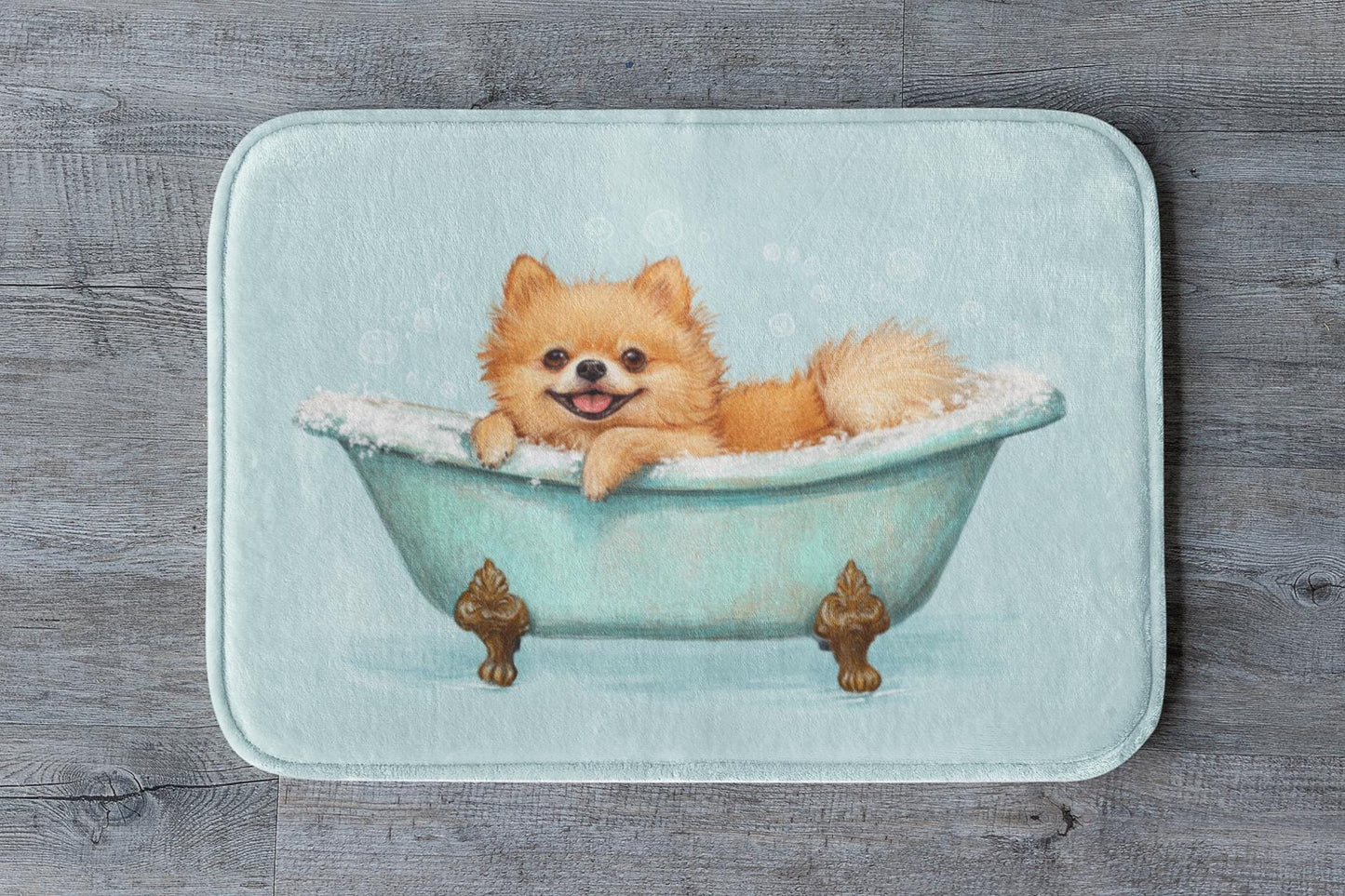 Pomeranian Bath Mat – Fluffy Dog Bathroom Rug