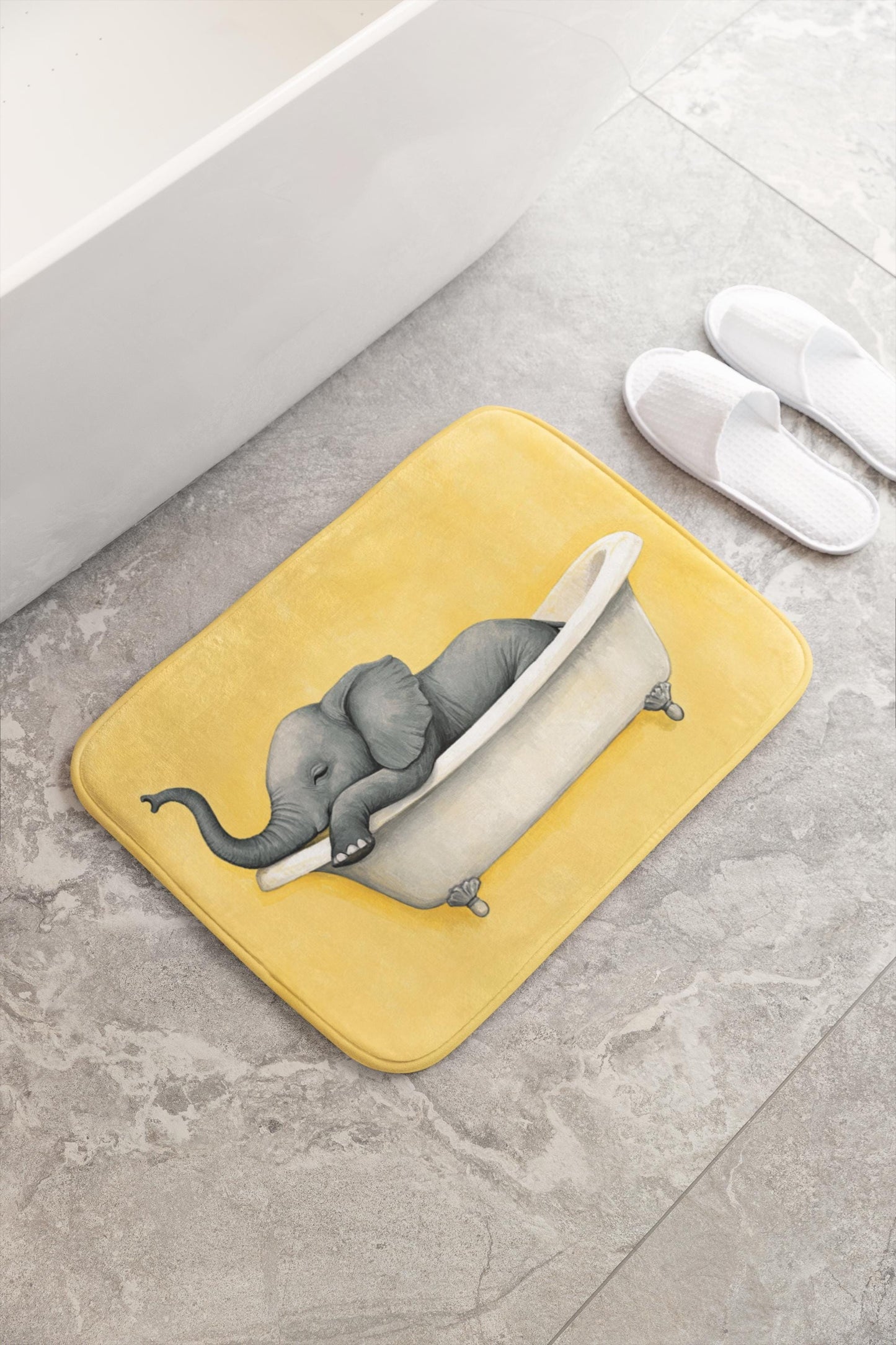 Elephant Bath Mat – Cute Safari Animal Bathroom Rug, Whimsical Wildlife Decor