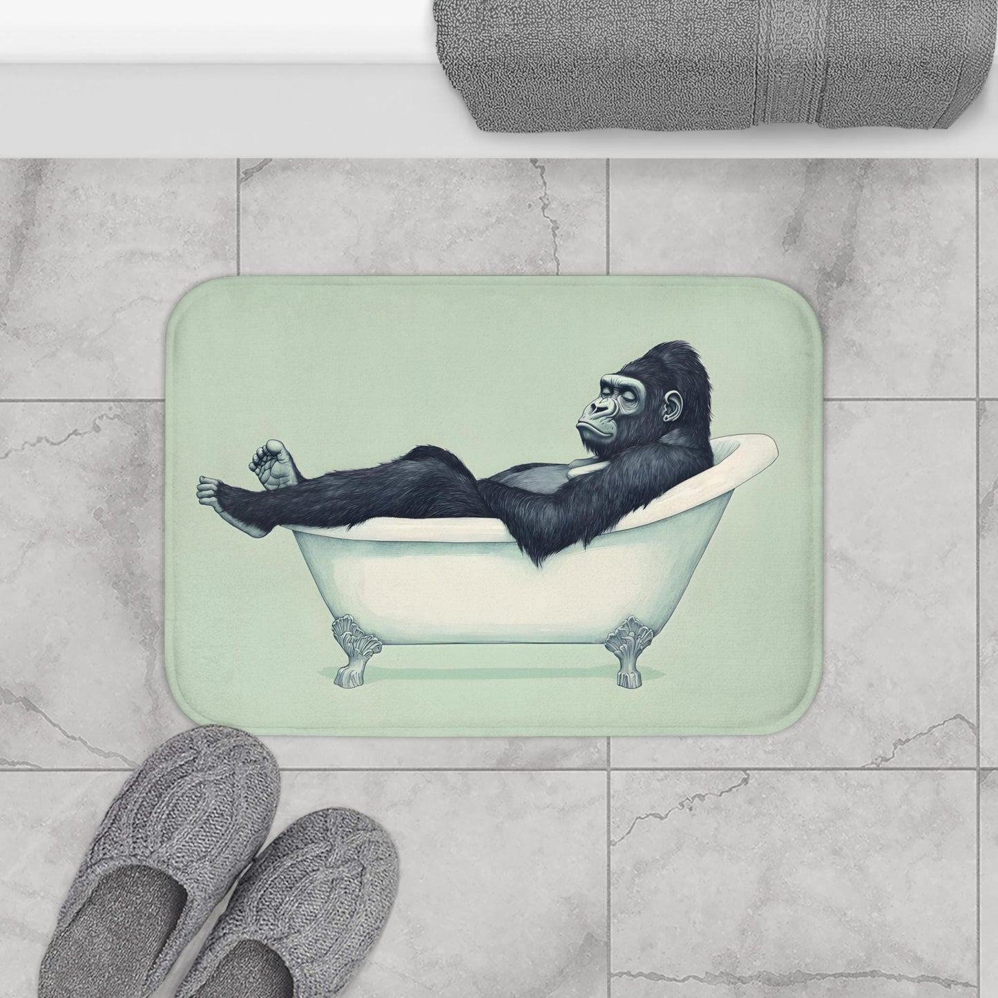 Gorilla Bath Mat – Jungle Animal Bathroom Rug, Safari Decor