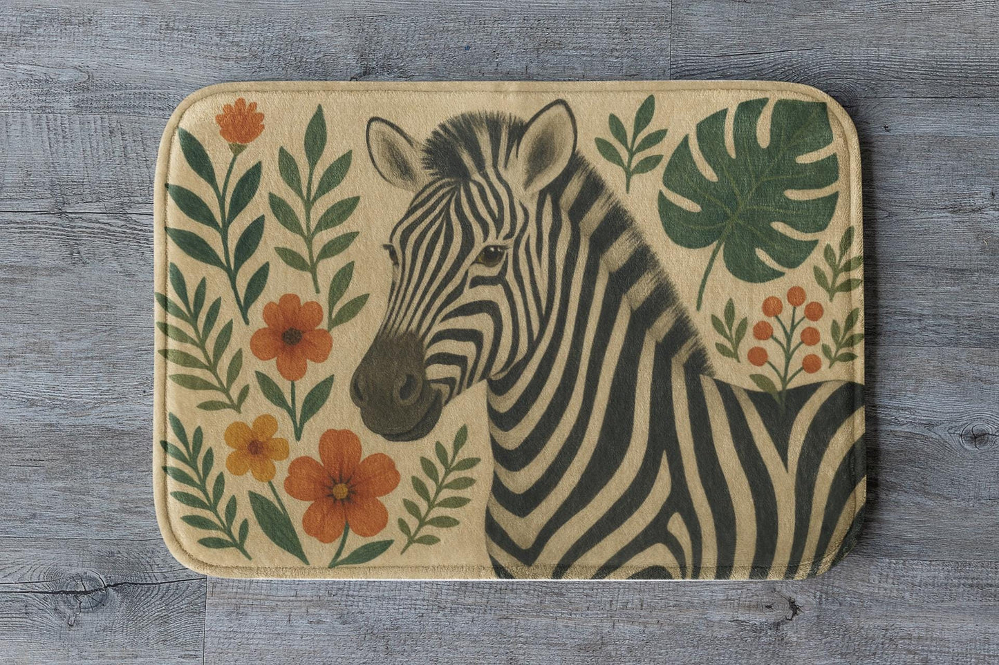 Zebra Bath Mat – Safari Animal Print Bathroom Rug