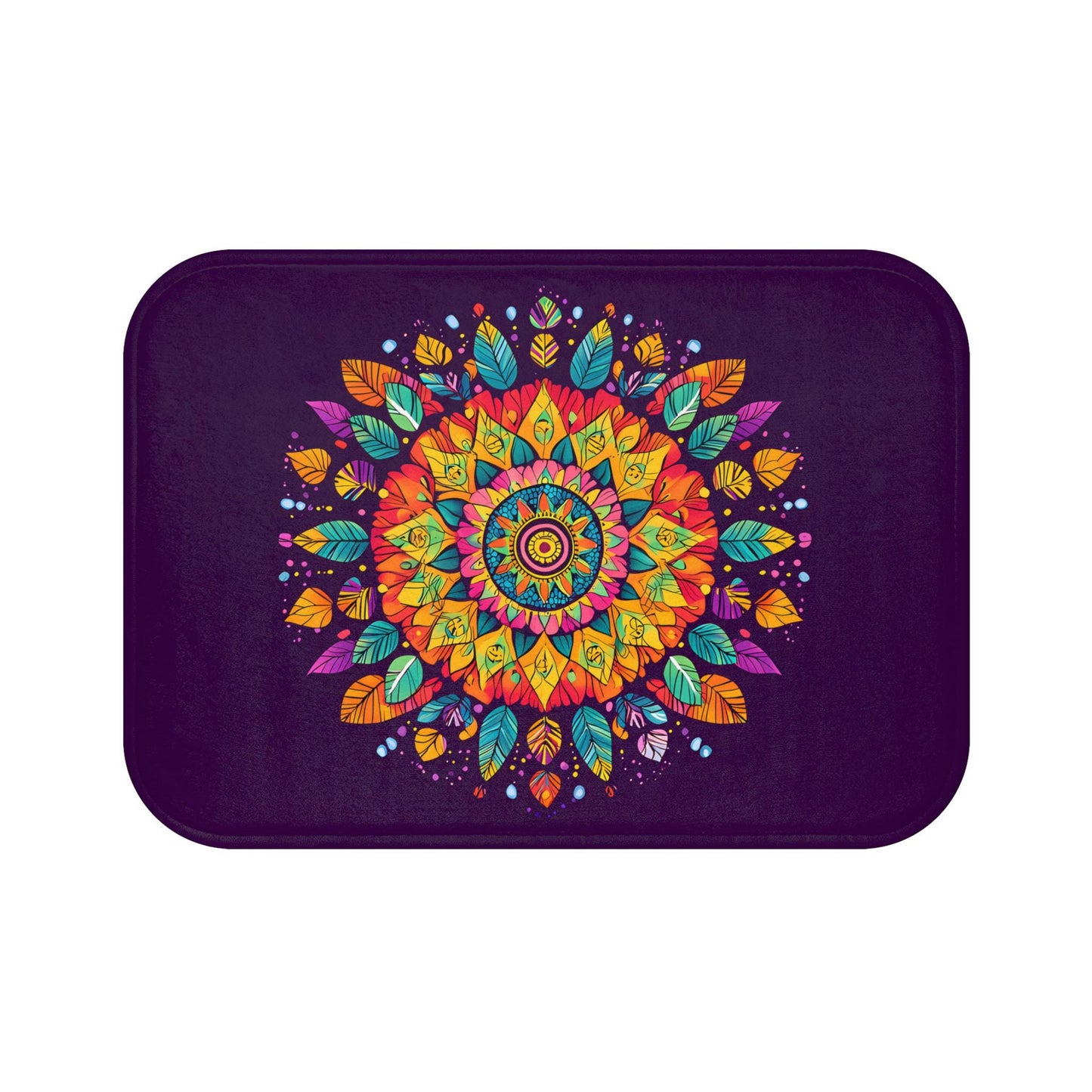 Mandala Bath Mat Colorful Boho Bathroom Decor Non-Slip Soft Rug Art