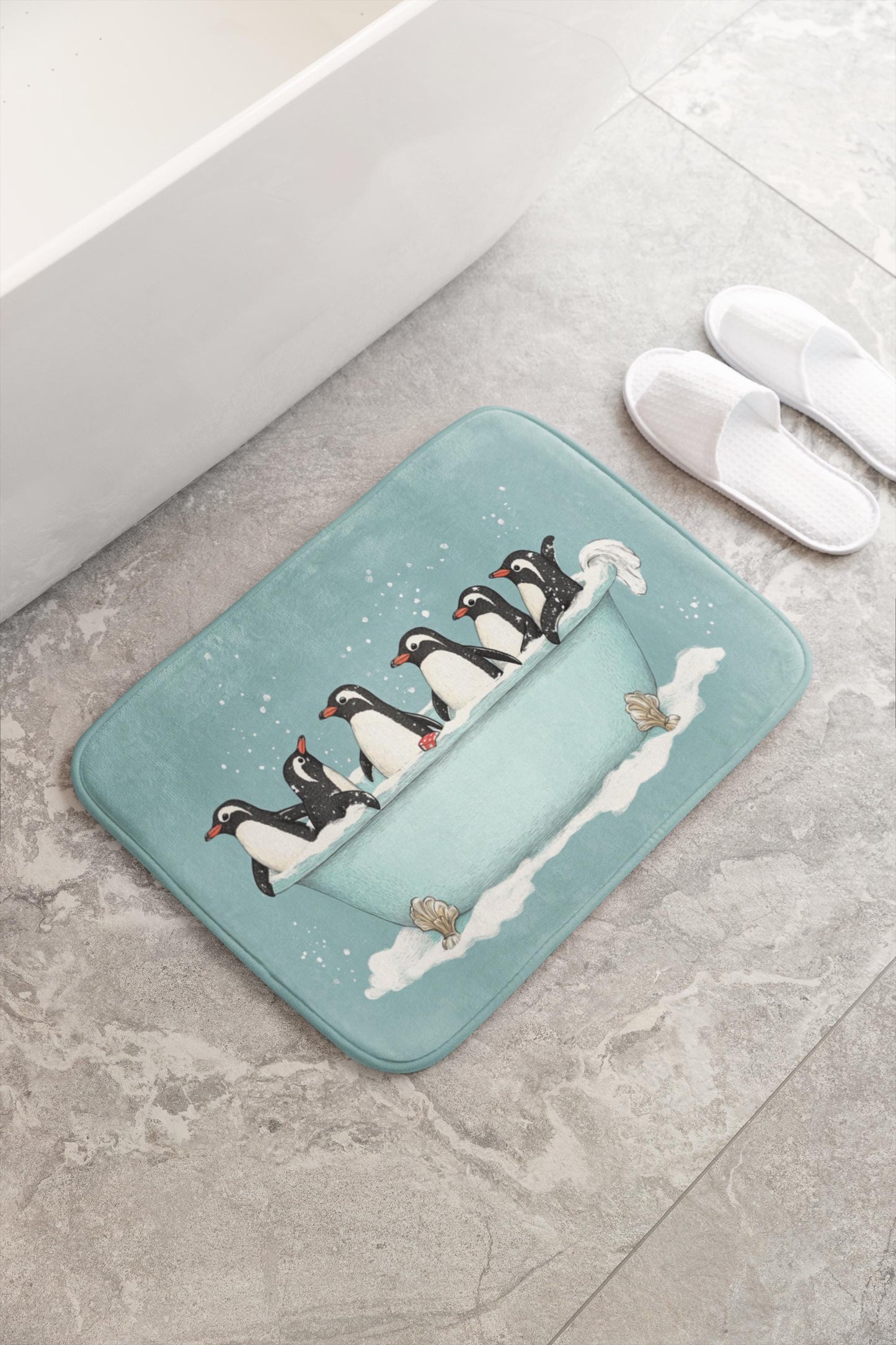 Penguin Bath Mat – Cute Winter Animal Bathroom Rug