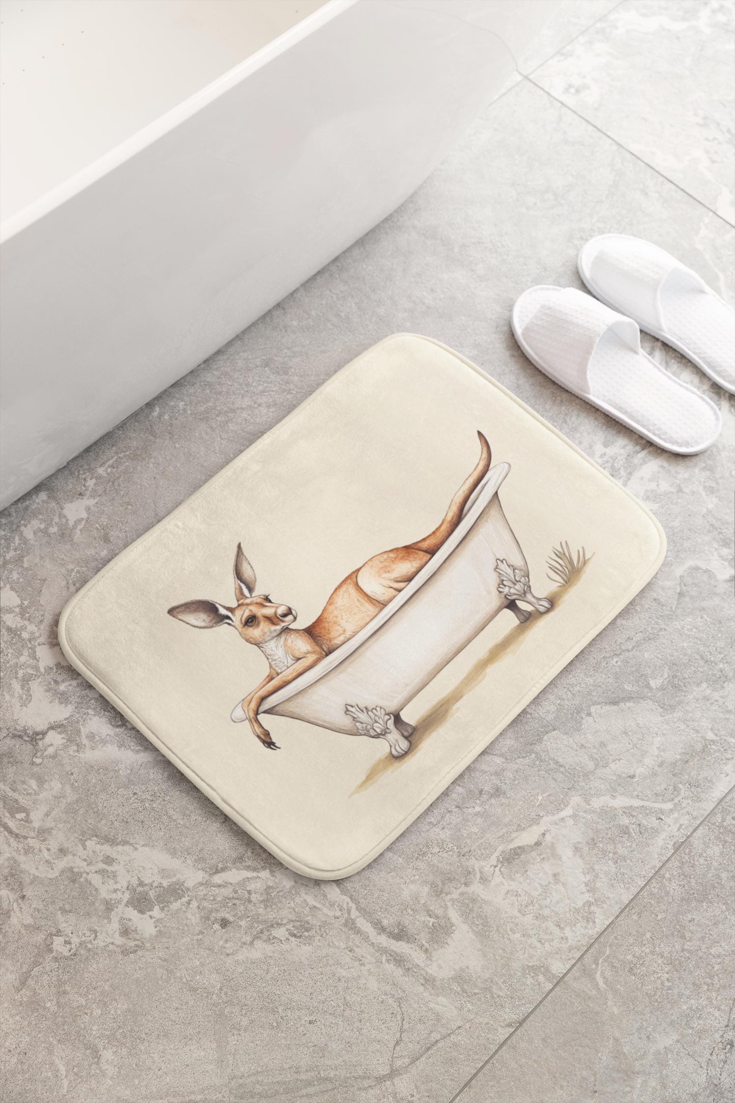 Kangaroo Bath Mat – Australian Animal Bathroom Rug, Cute Decor, Soft Non-Slip