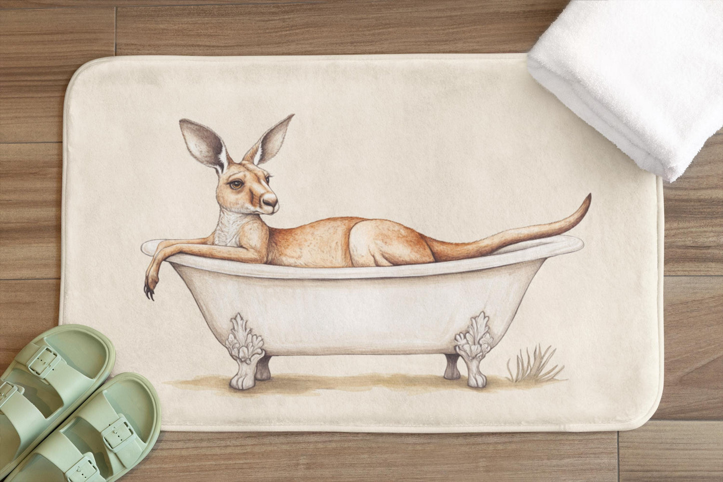 Kangaroo Bath Mat – Australian Animal Bathroom Rug, Cute Decor, Soft Non-Slip