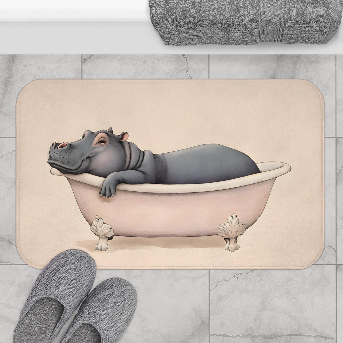 Hippo Bath Mat – Cute Animal Bathroom Rug