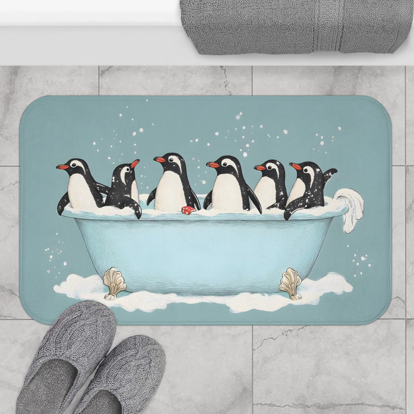 Penguin Bath Mat – Cute Winter Animal Bathroom Rug
