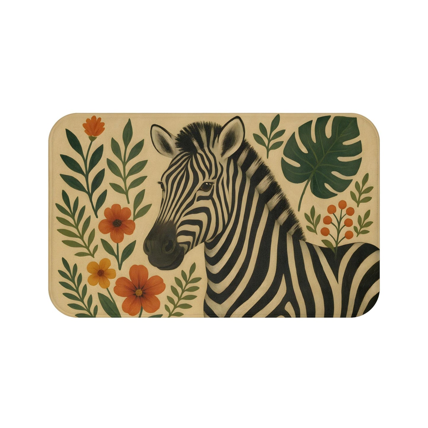 Zebra Bath Mat – Safari Animal Print Bathroom Rug