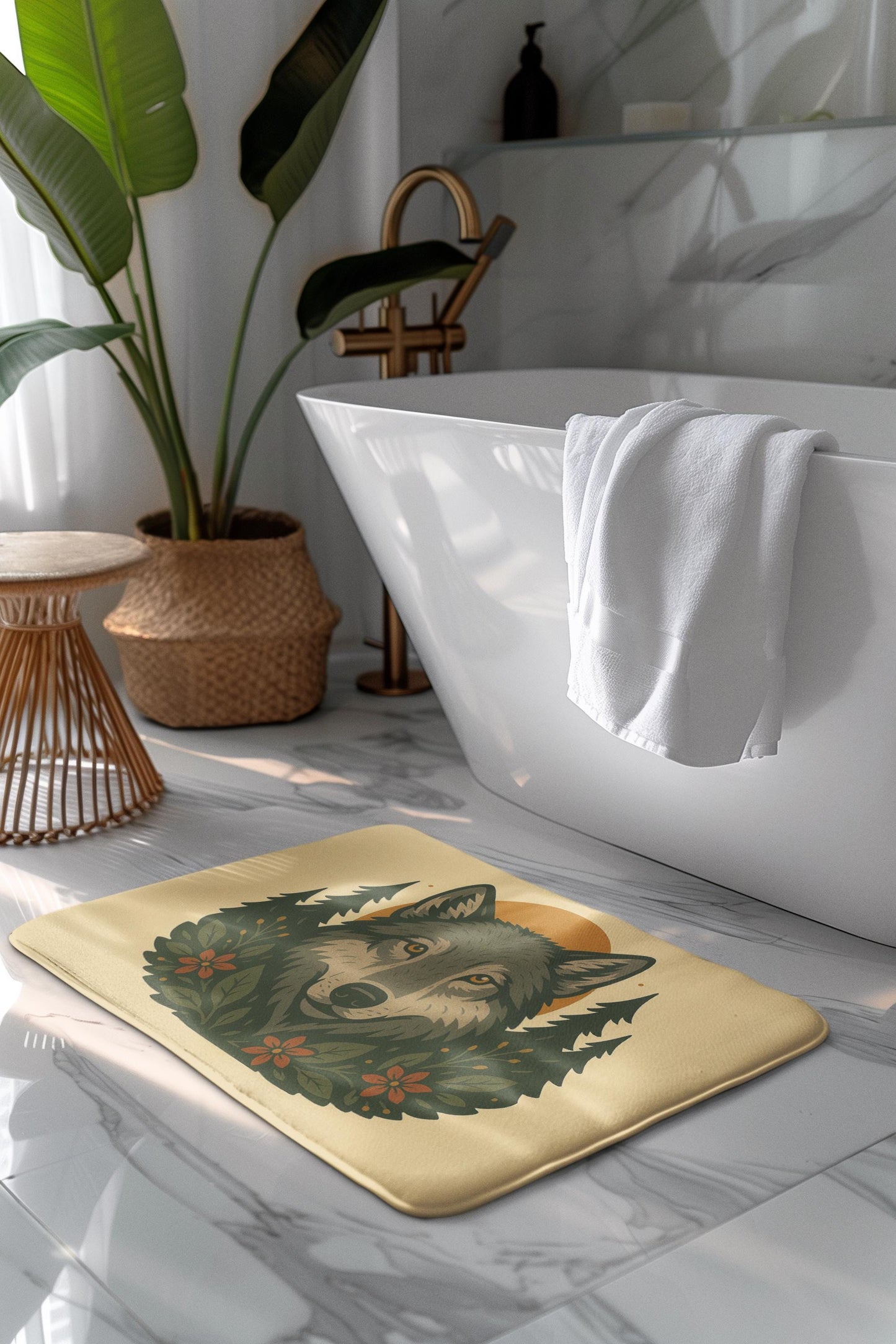 Wolf Bath Mat – Wild Animal Bathroom Rug