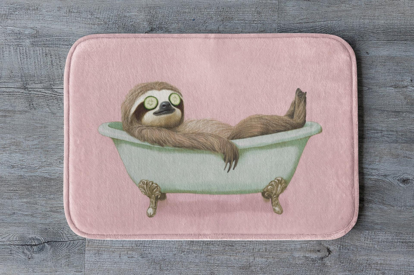 Sloth Bath Mat – Funny Animal Bathroom Rug, Self-Care Whimsical Decor & Gift