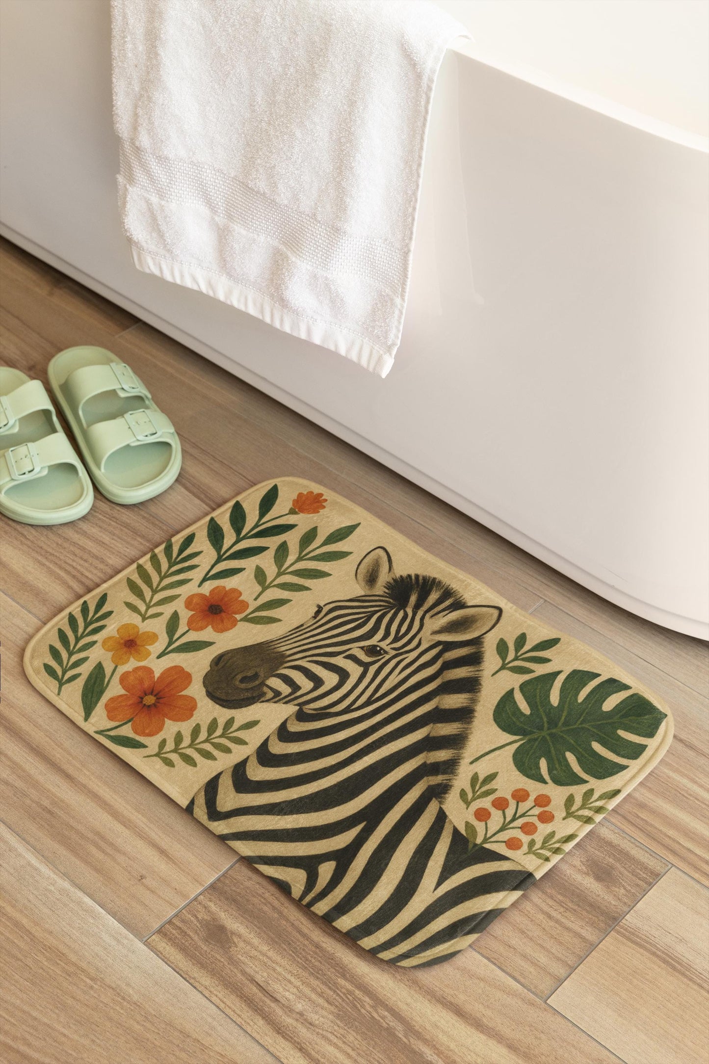 Zebra Bath Mat – Safari Animal Print Bathroom Rug