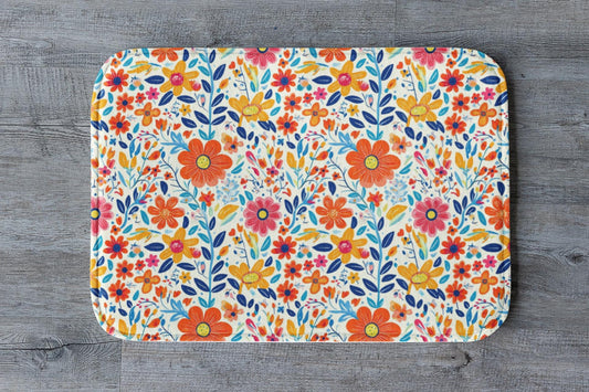 Bright Wildflower Bath Mat – Colorful Cottagecore Rug