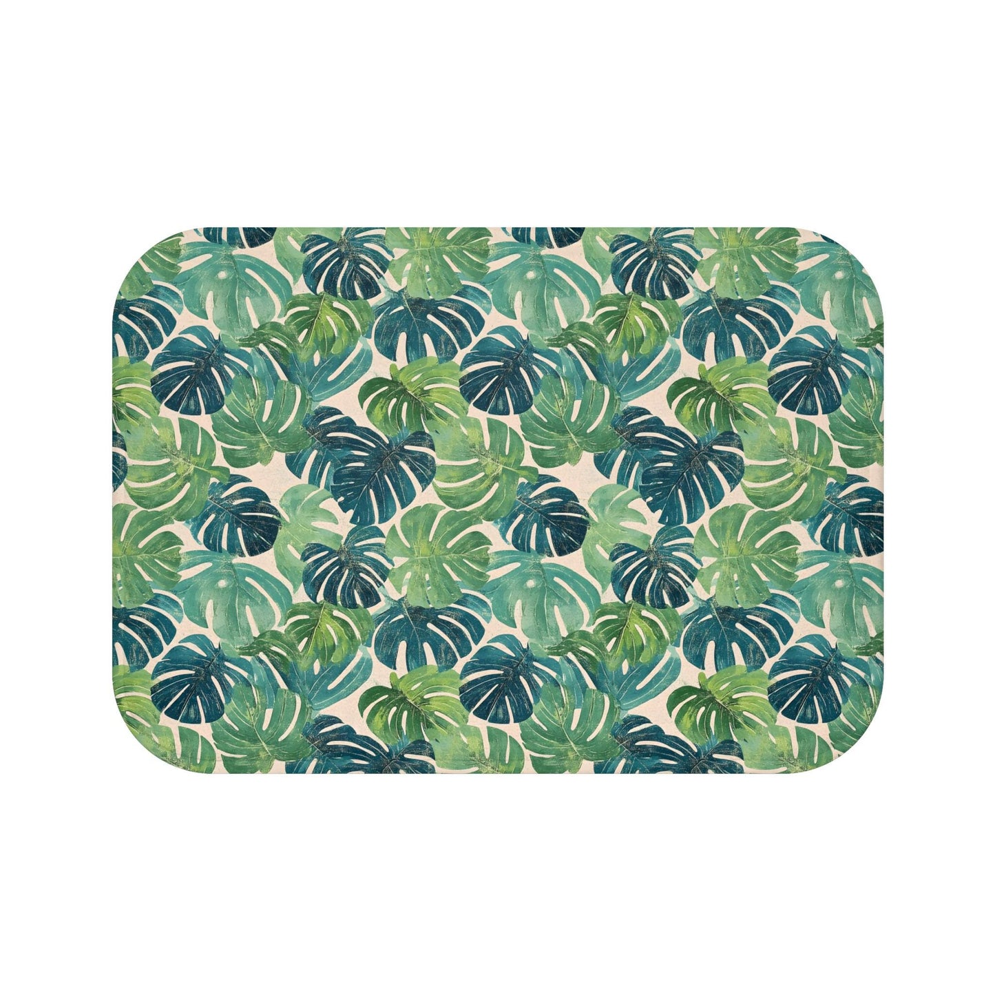 Monstera Leaf Bath Mat – Tropical Green Bathroom Rug