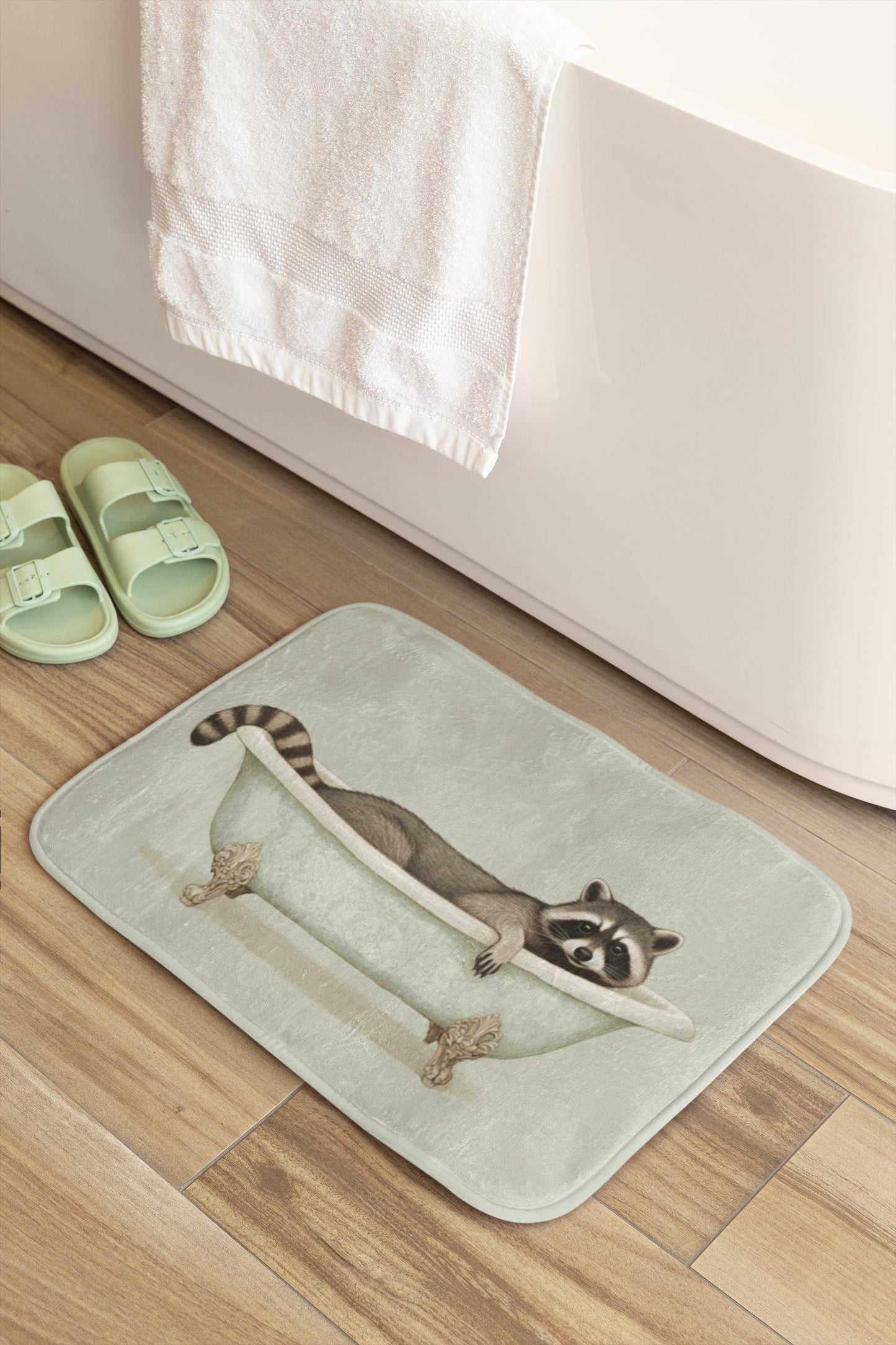 Raccoon Bath Mat – Funny Woodland Animal Bathroom Rug