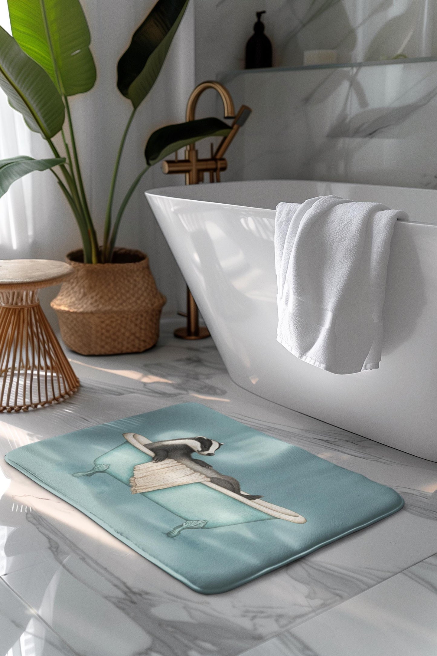 Badger Bath Mat – Cute Woodland Animal Bathroom Rug