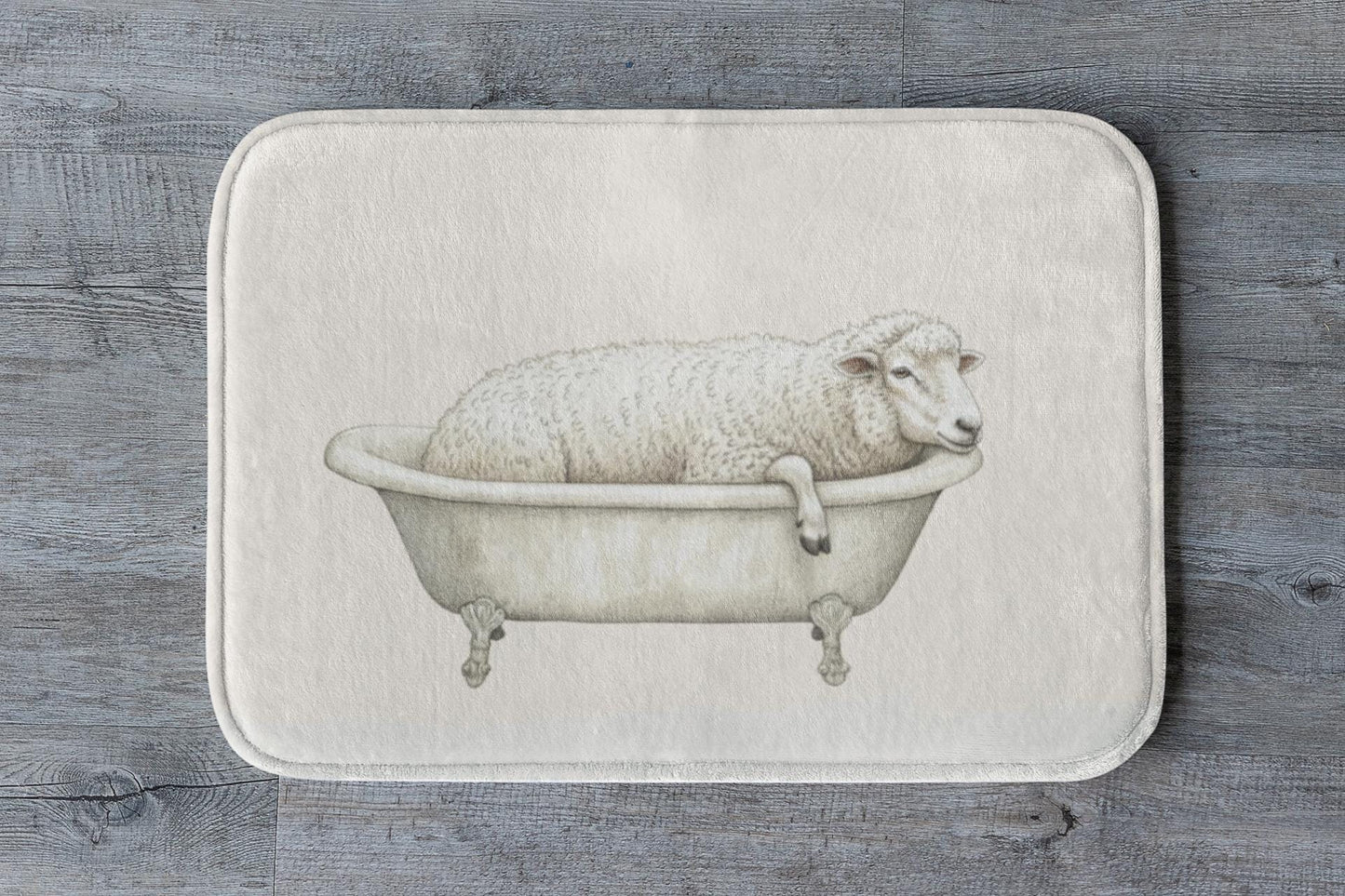 Sheep Bath Mat – Cozy Farm Animal Bathroom Rug