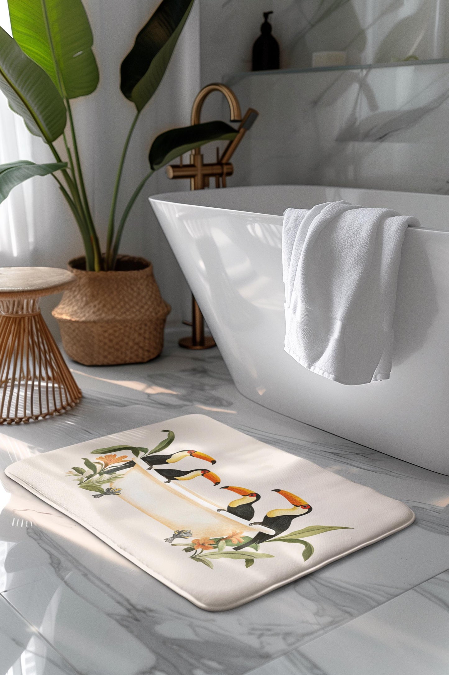 Toucan Bath Mat – Tropical Bird Bathroom Rug