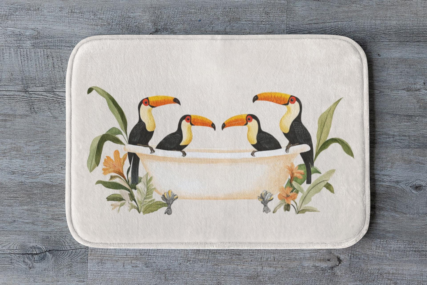 Toucan Bath Mat – Tropical Bird Bathroom Rug