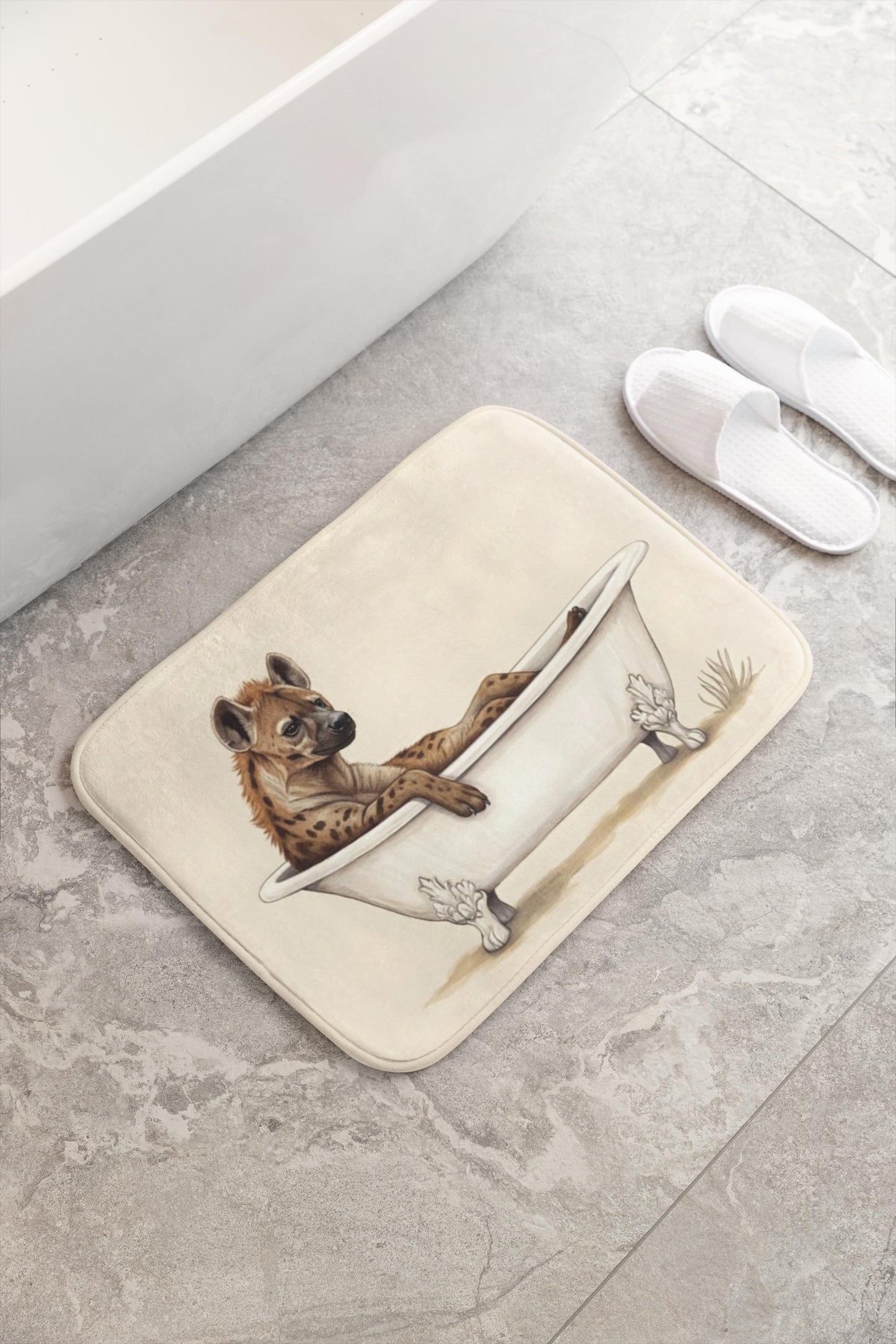 Hyena Bath Mat – Quirky Safari Animal Bathroom Rug