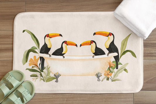 Toucan Bath Mat – Tropical Bird Bathroom Rug
