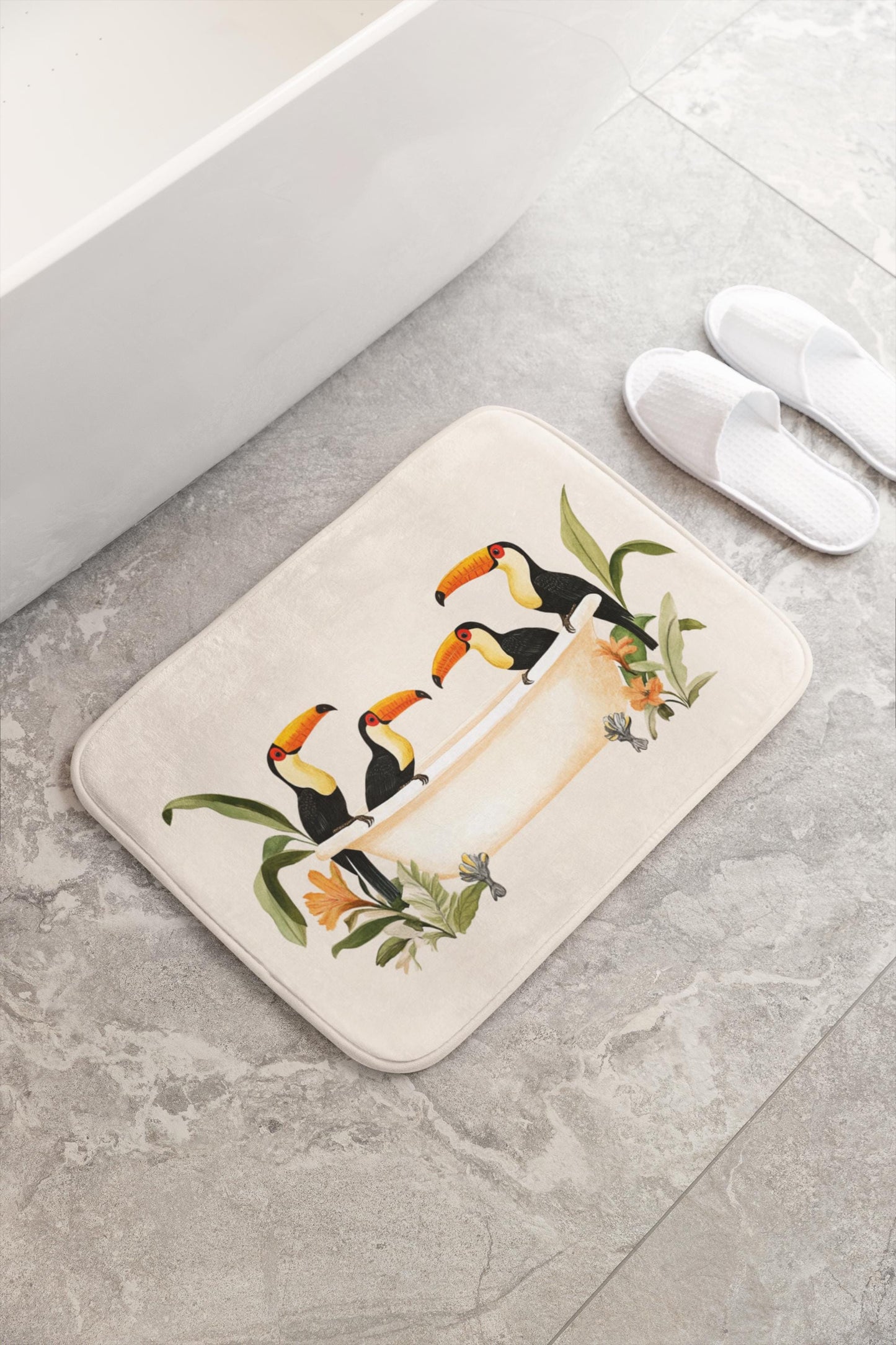 Toucan Bath Mat – Tropical Bird Bathroom Rug