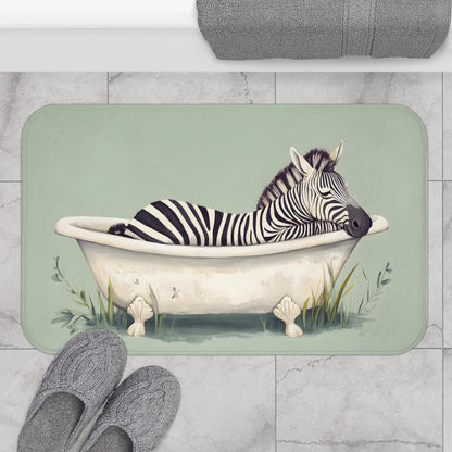 Zebra Bath Mat – Safari Animal Bathroom Rug, Jungle Decor, Soft Non-Slip