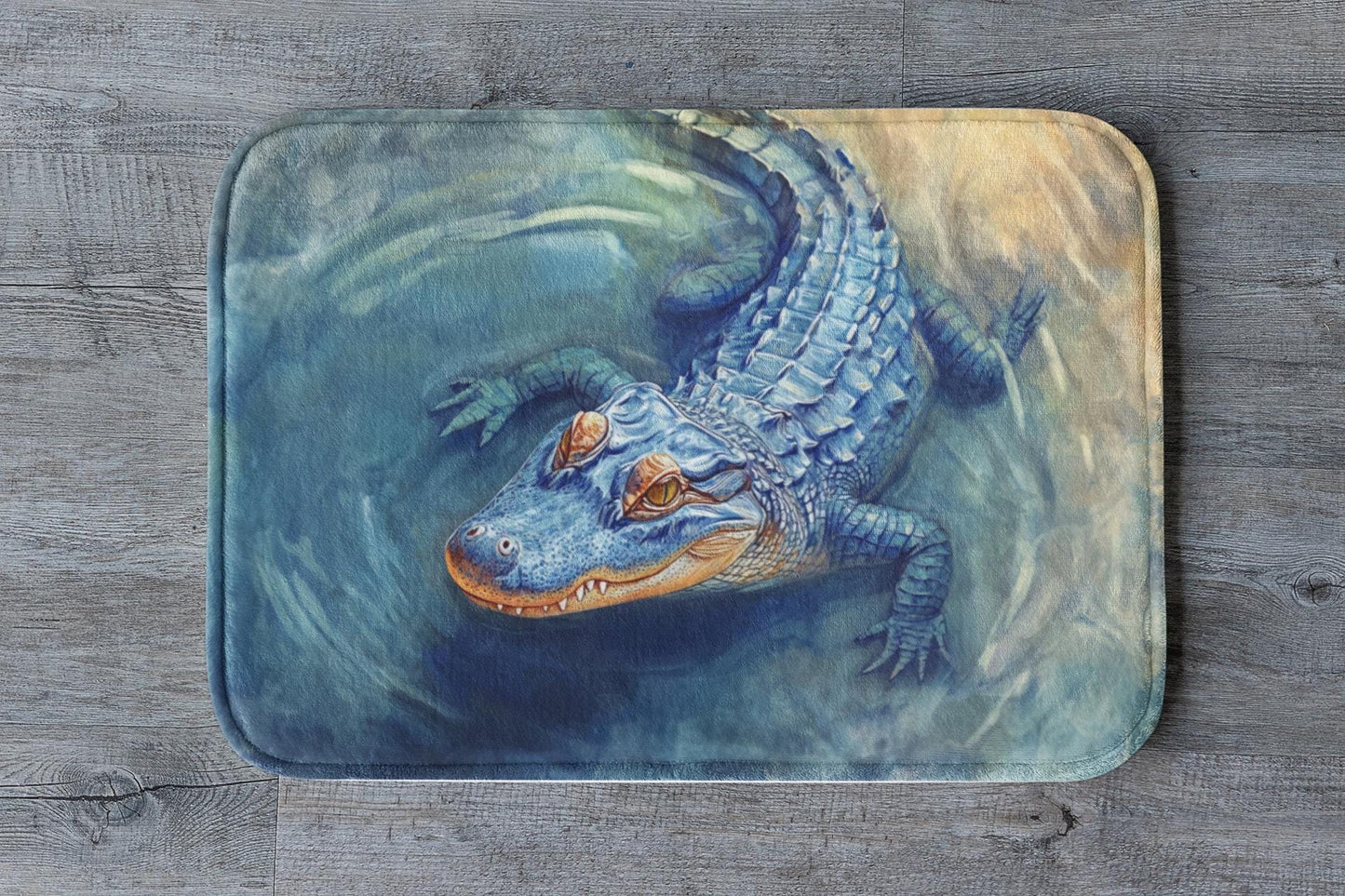 Crocodile Bath Mat – Blue Alligator Bathroom Rug