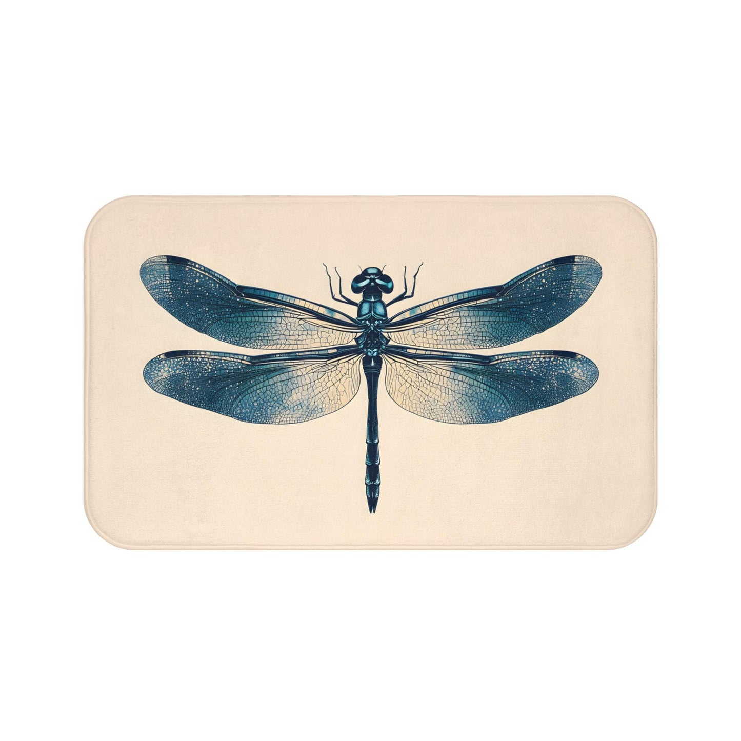 Dragonfly Bath Mat – Nature Bathroom Rug, Botanical Insect Decor, Soft Non-Slip