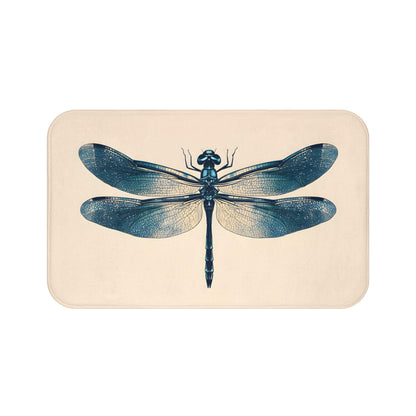 Dragonfly Bath Mat – Nature Bathroom Rug, Botanical Insect Decor, Soft Non-Slip