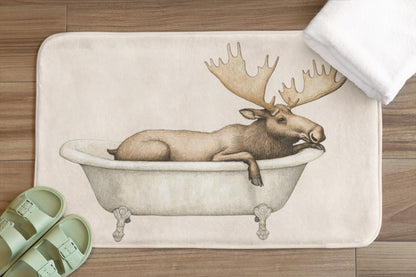 Moose Bath Mat – Rustic Cabin Bathroom Decor