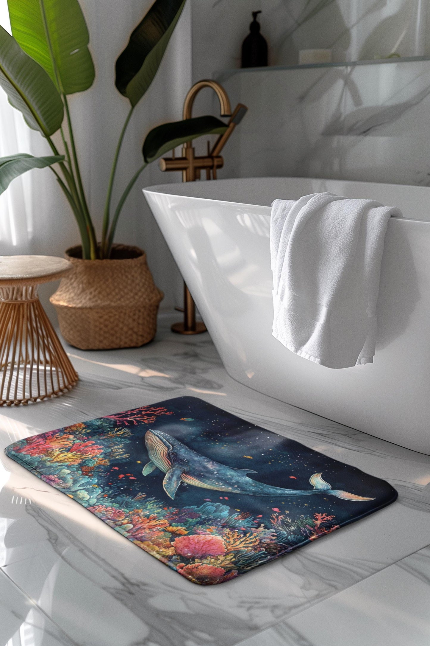 Whale Bath Mat – Nautical Ocean Bathroom Rug