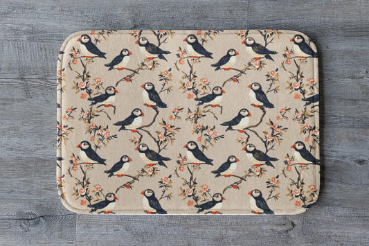Puffin Bath Mat – Cottagecore Bird Bathroom Rug