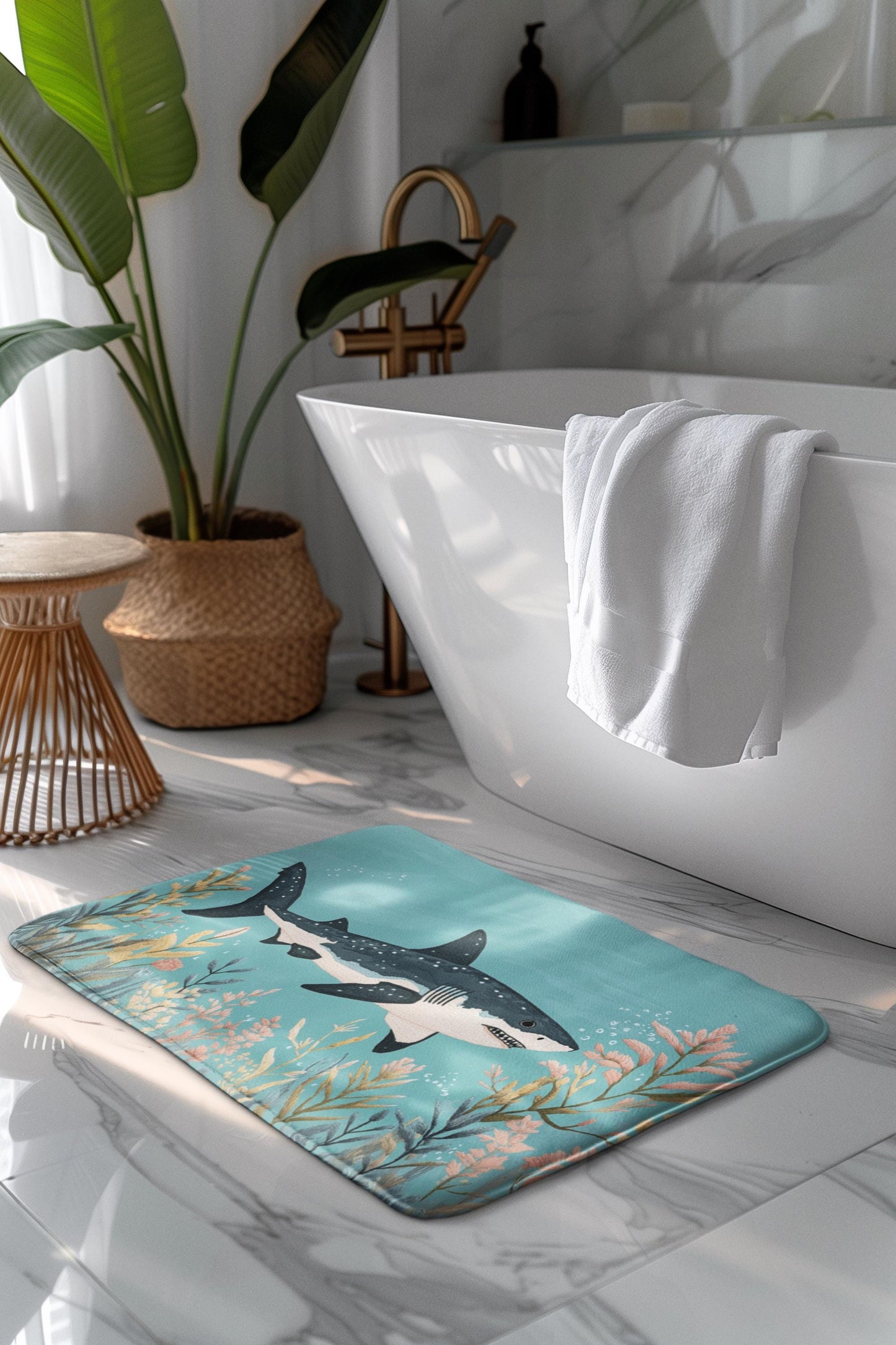 Shark Bath Mat – Nautical Ocean Bathroom Rug