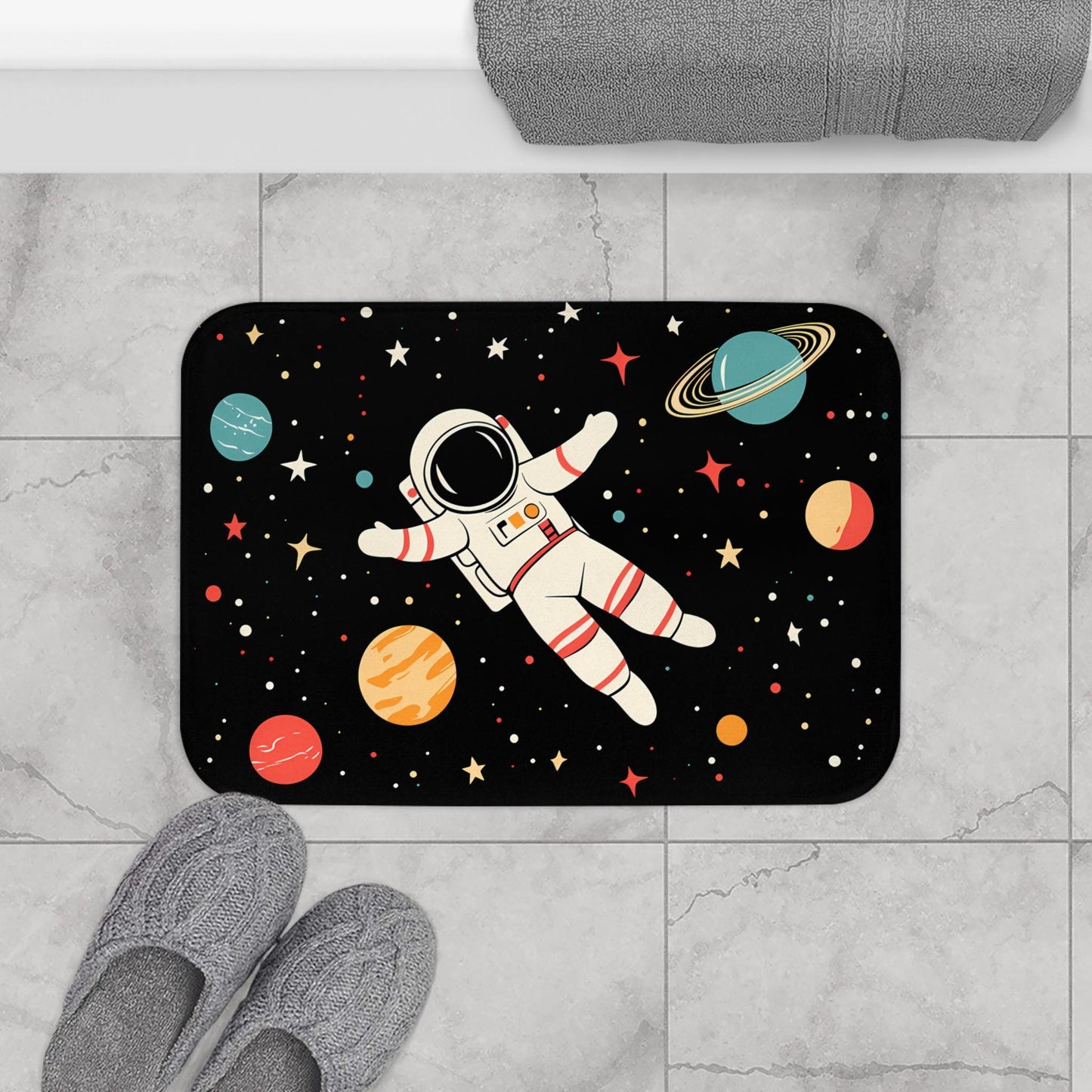 Astronaut Bath Mat – Outer Space Kids Bathroom Rug