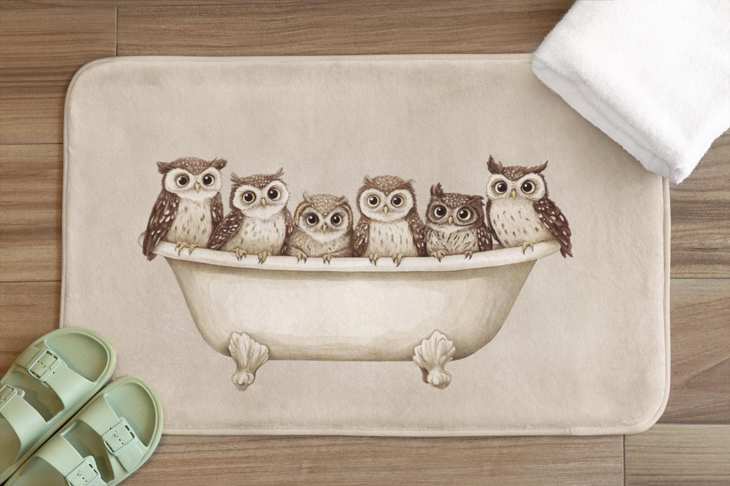 Owl Bath Mat – Woodland Animal Bathroom Rug
