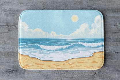 Beach Bath Mat – Coastal Ocean Wave Bathroom Rug