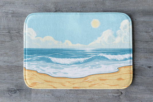 Beach Bath Mat – Coastal Ocean Wave Bathroom Rug