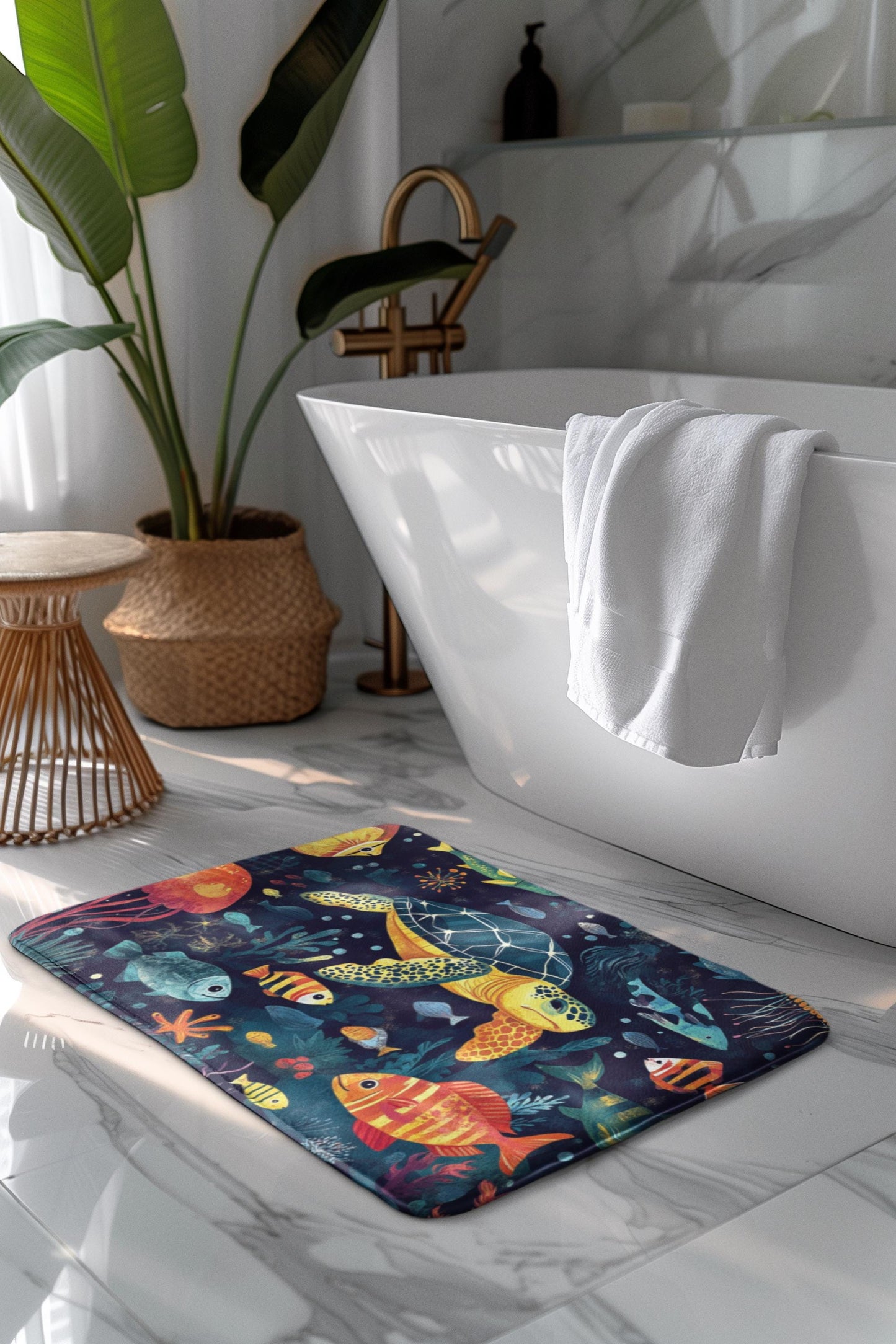 Sea Turtle Bath Mat – Ocean Bathroom Rug