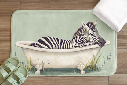 Zebra Bath Mat – Safari Animal Bathroom Rug, Jungle Decor, Soft Non-Slip