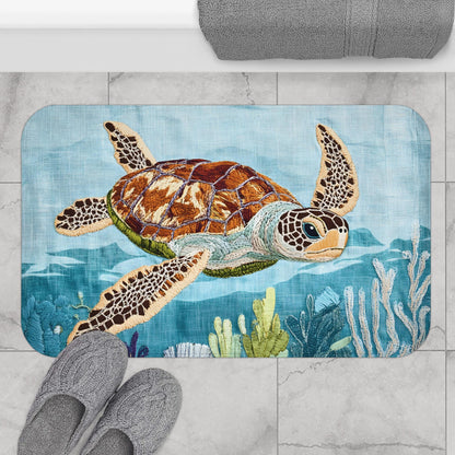 Sea Turtle Bath Mat – Ocean Animal Bathroom Rug