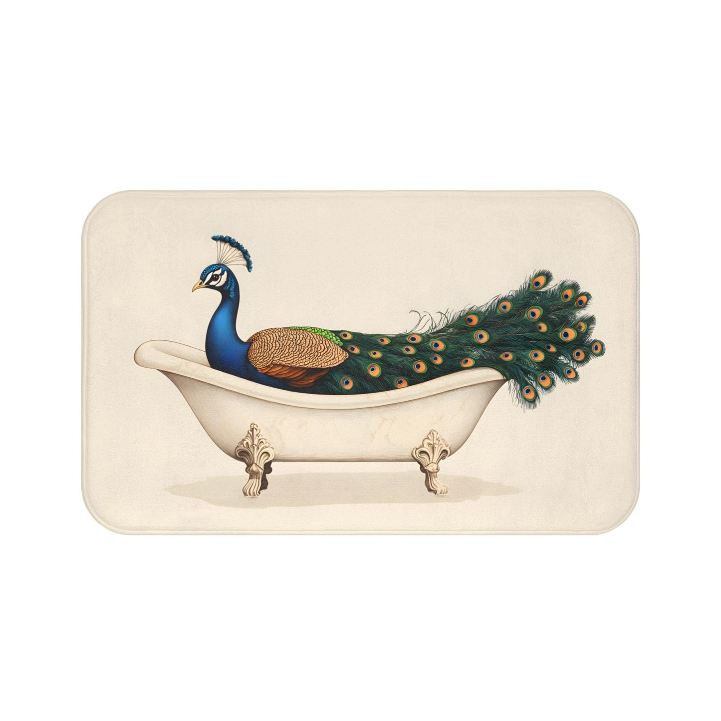 Peacock Bath Mat – Elegant Bird Bathroom Rug