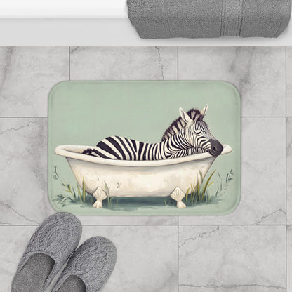 Zebra Bath Mat – Safari Animal Bathroom Rug, Jungle Decor, Soft Non-Slip