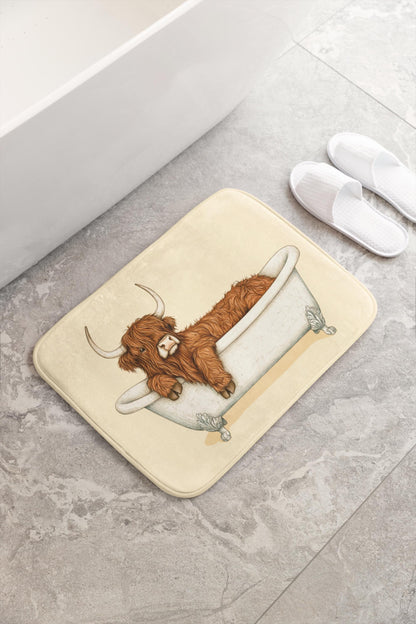 Highland Cow Bath Mat – Rustic Farmhouse Bathroom Rug