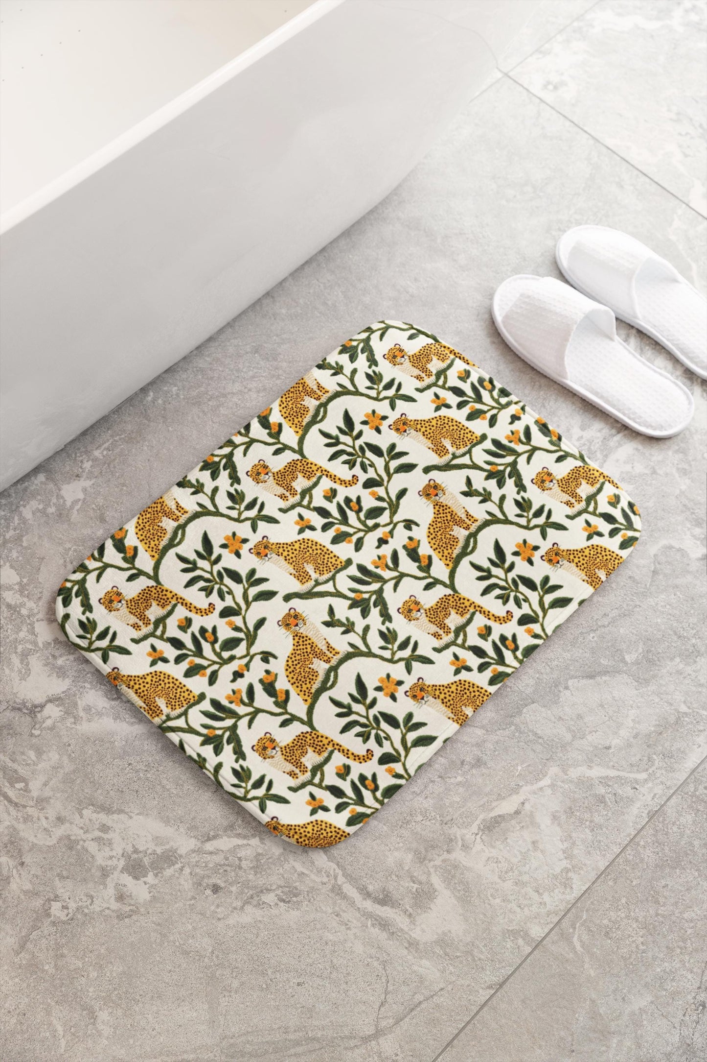 Leopard Bath Mat – Chic Animal Print Bathroom Rug