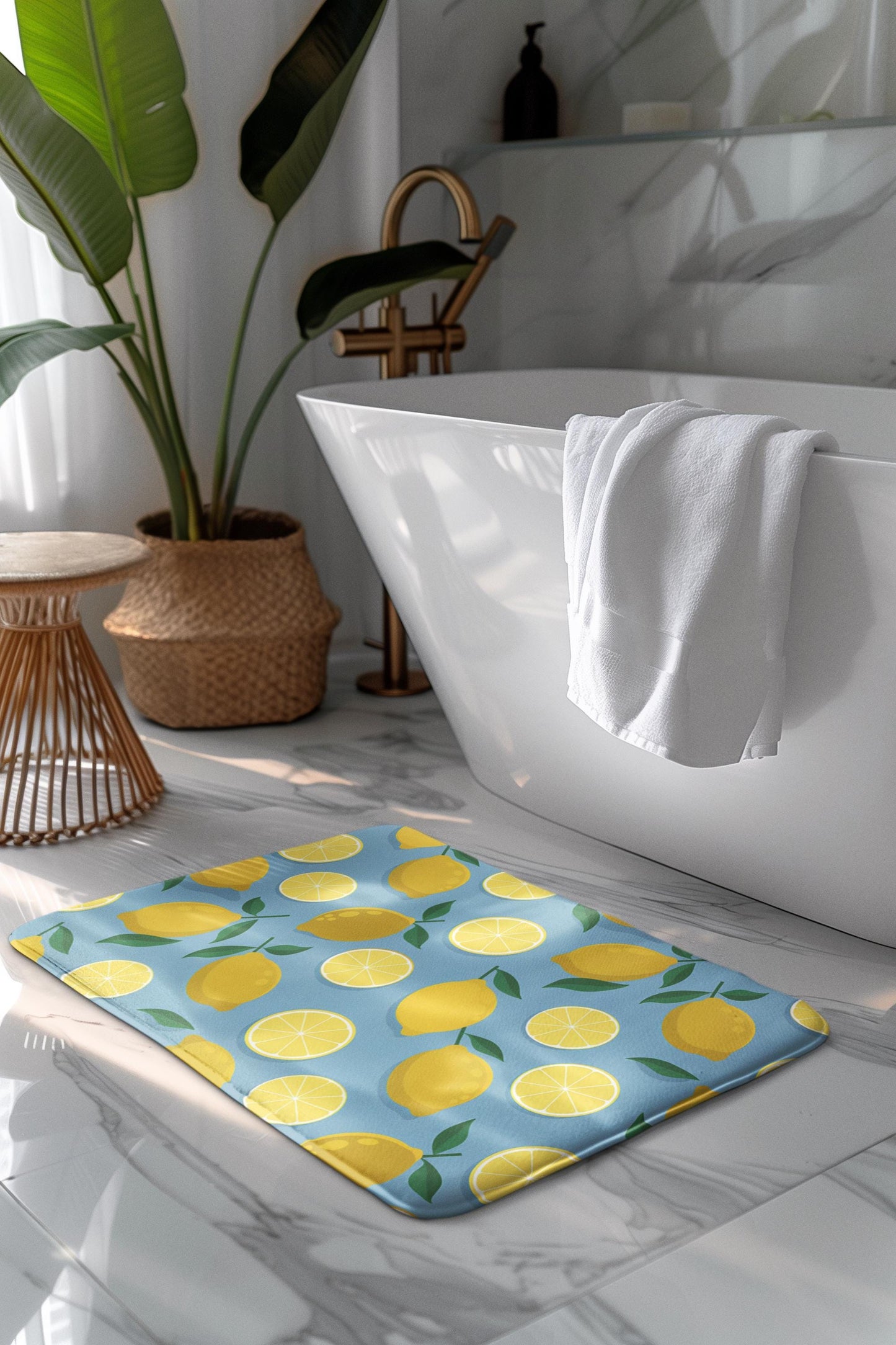 Lemon Bath Mat – Fresh Citrus Bathroom Decor