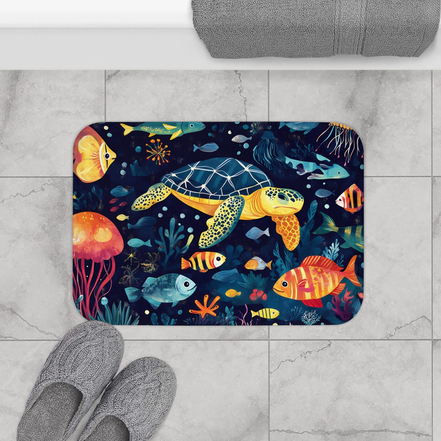 Sea Turtle Bath Mat – Ocean Bathroom Rug