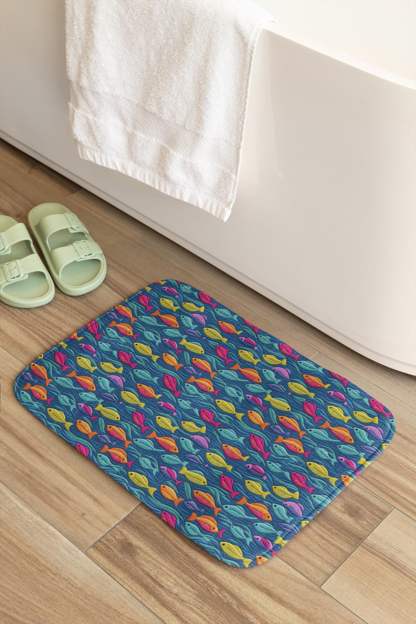 Colorful Fish Bath Mat – Ocean Theme Bathroom Decor